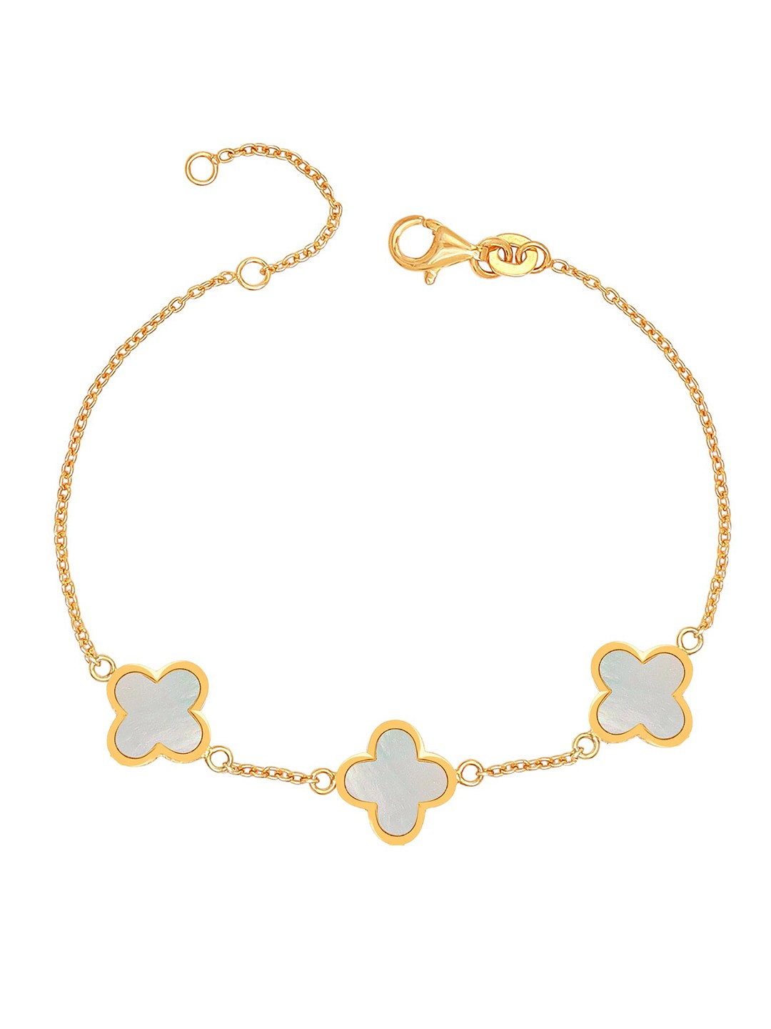 

LeCalla 925 Sterling Silver Gold-Plated Mother of Pearl Charm Bracelet