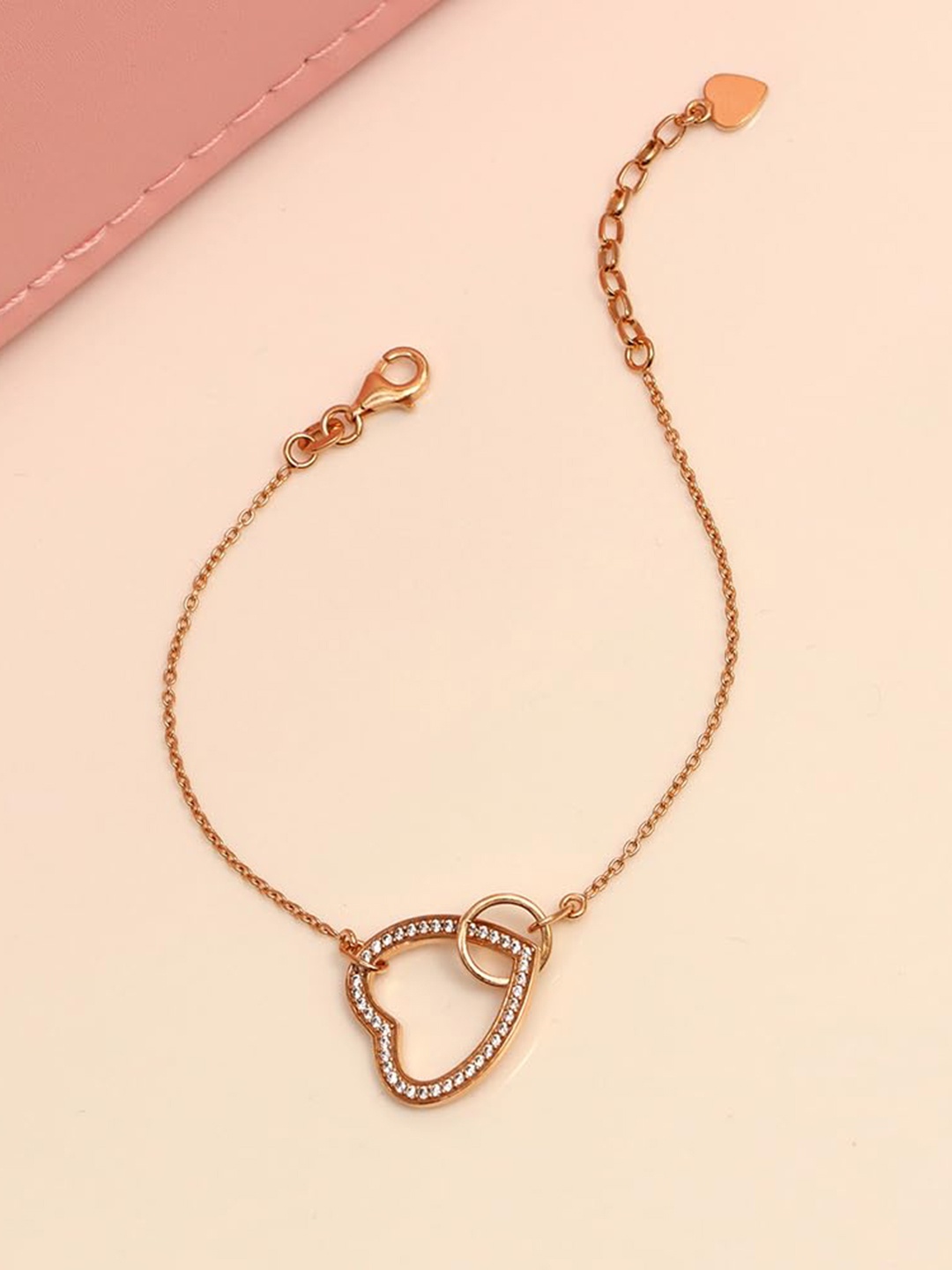 

LeCalla 925 Sterling Silver Cubic Zirconia Rose Gold-Plated Charm Bracelet