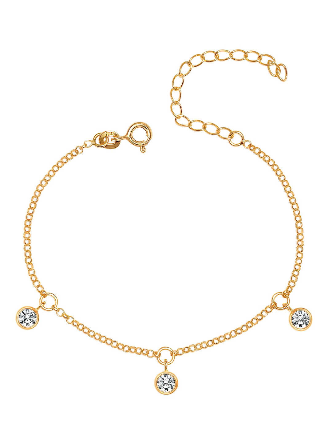 

LeCalla 925 Sterling Silver Gold-Plated Cubic Zirconia Link Bracelet