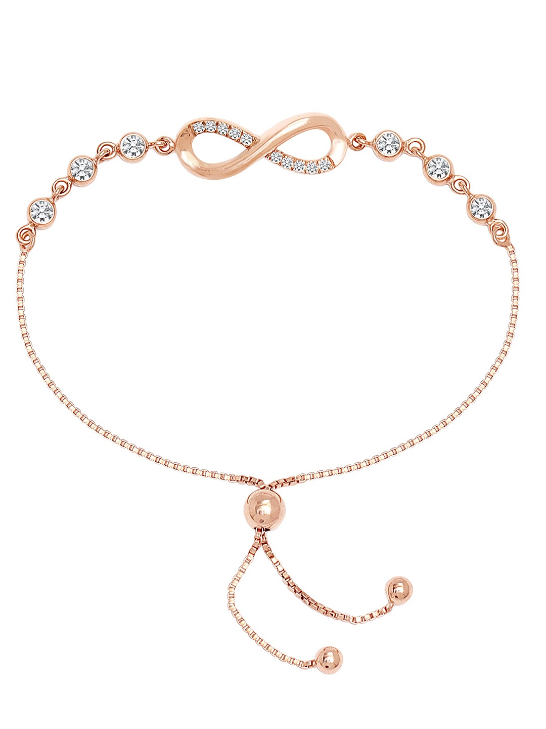 

LeCalla 925 Sterling Silver Cubic Zirconia Rose Gold-Plated Charm Bracelet