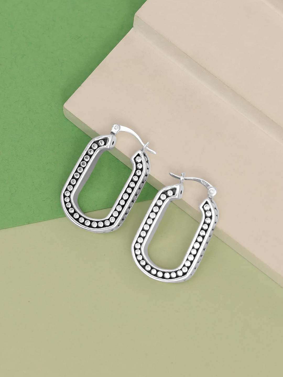 

LeCalla Silver Plated 925 Sterling Silver Contemporary Studs Earrings, Grey melange