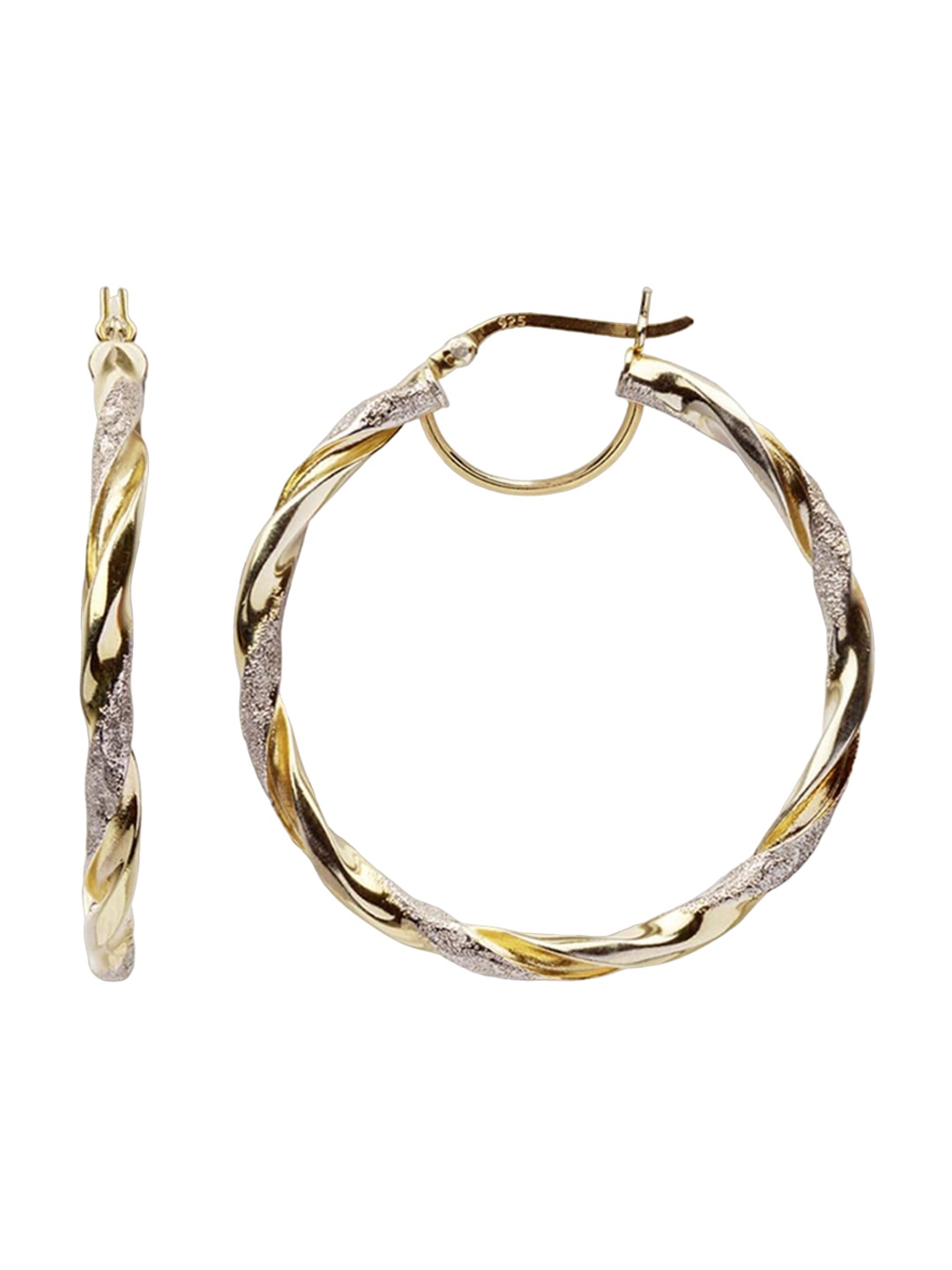 

LeCalla 925 Sterling Silver Plated Contemporary Hoop Earrings, Gold