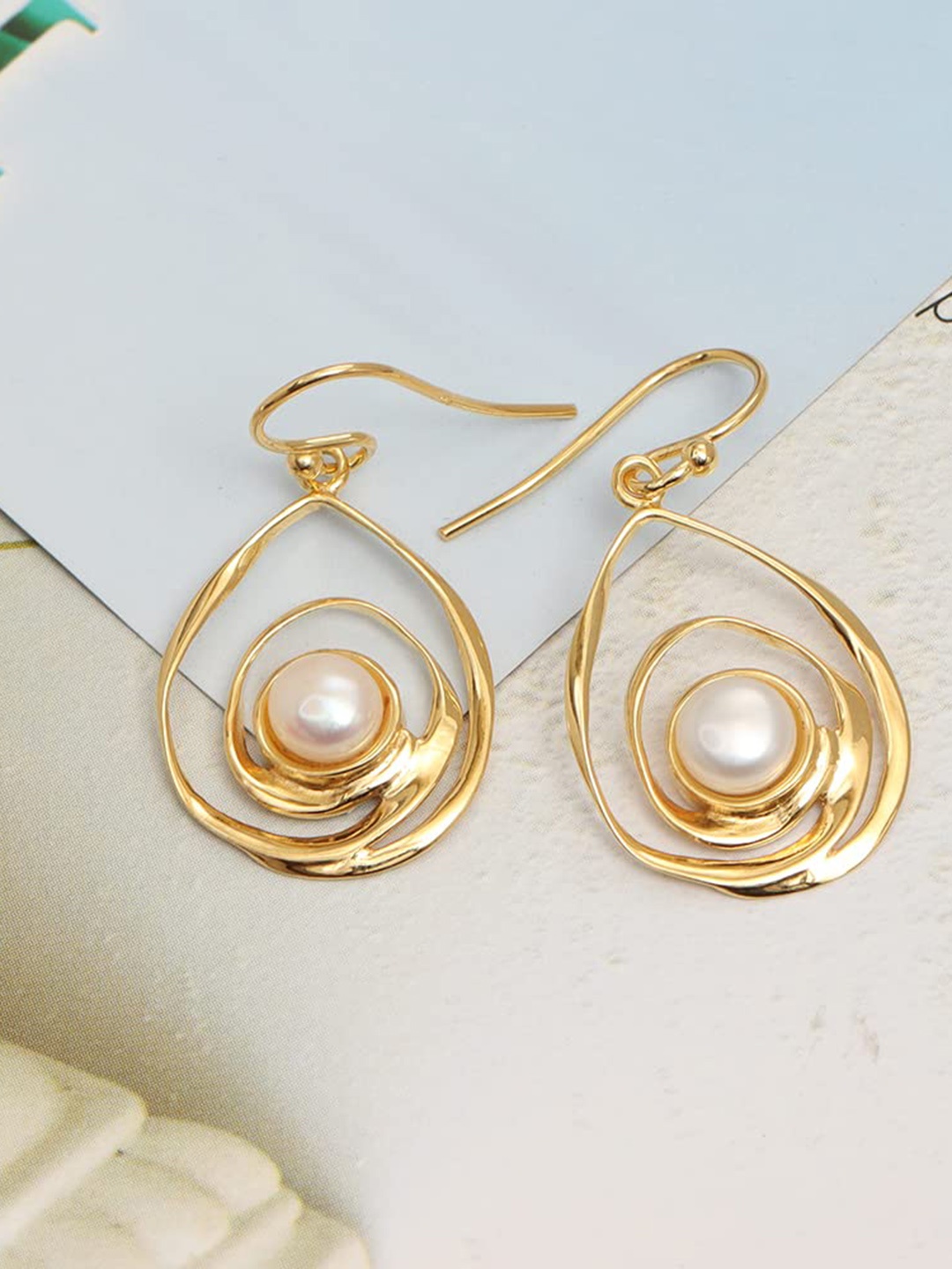 

LeCalla 925 Sterling Silver Gold Plated Contemporary Drop Earrings