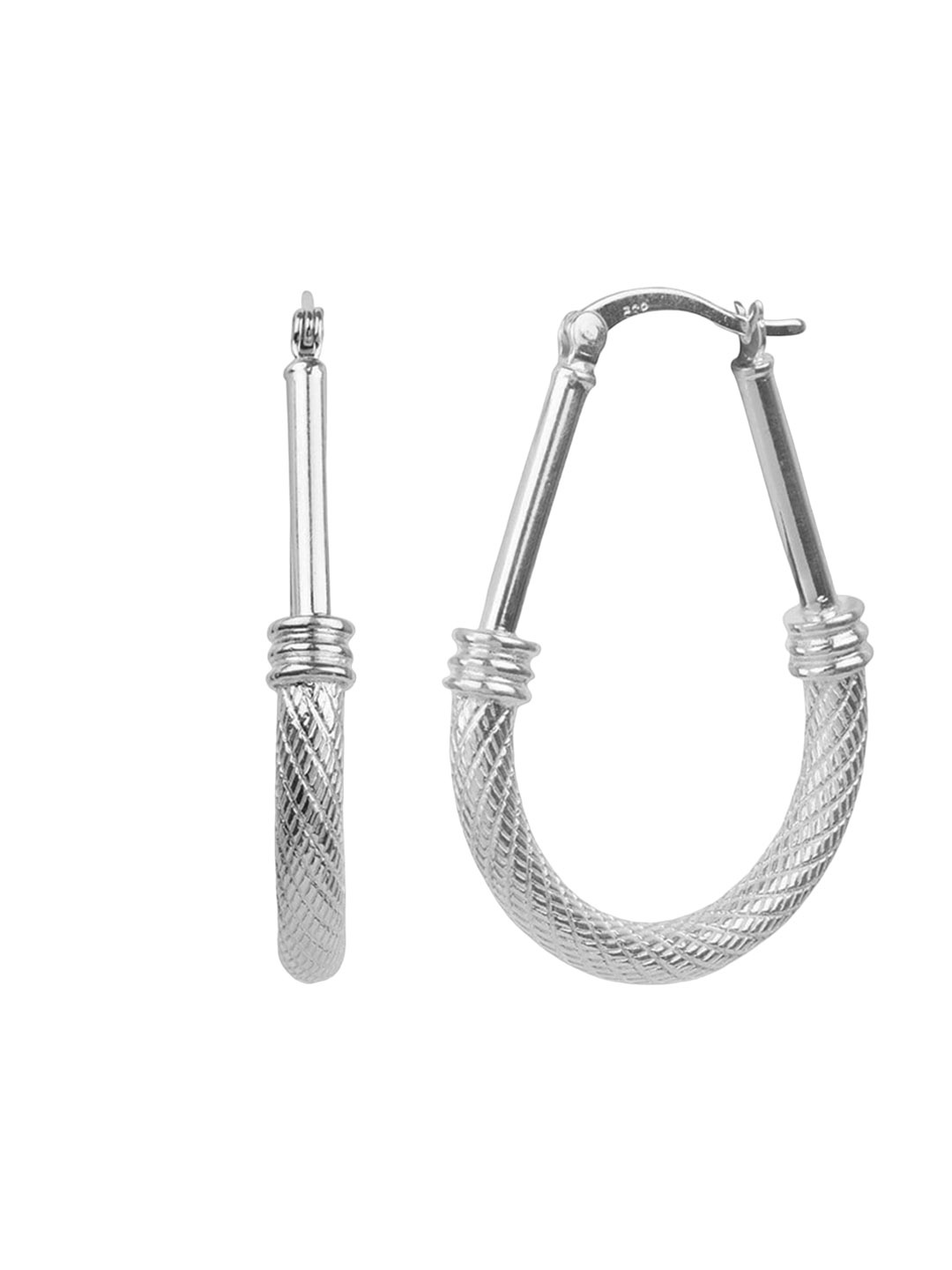 

LeCalla Silver Plated Sterling Silver Contemporary Hoop Earrings
