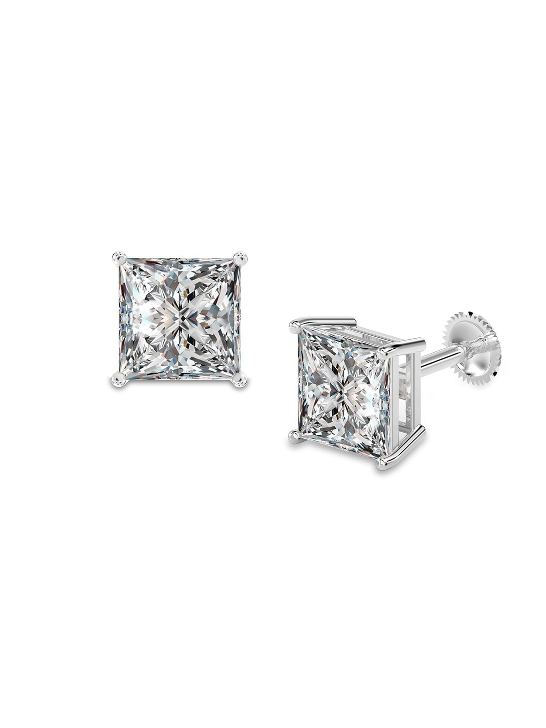 

LeCalla Silver Plated Sterling Silver Square Studs Earrings