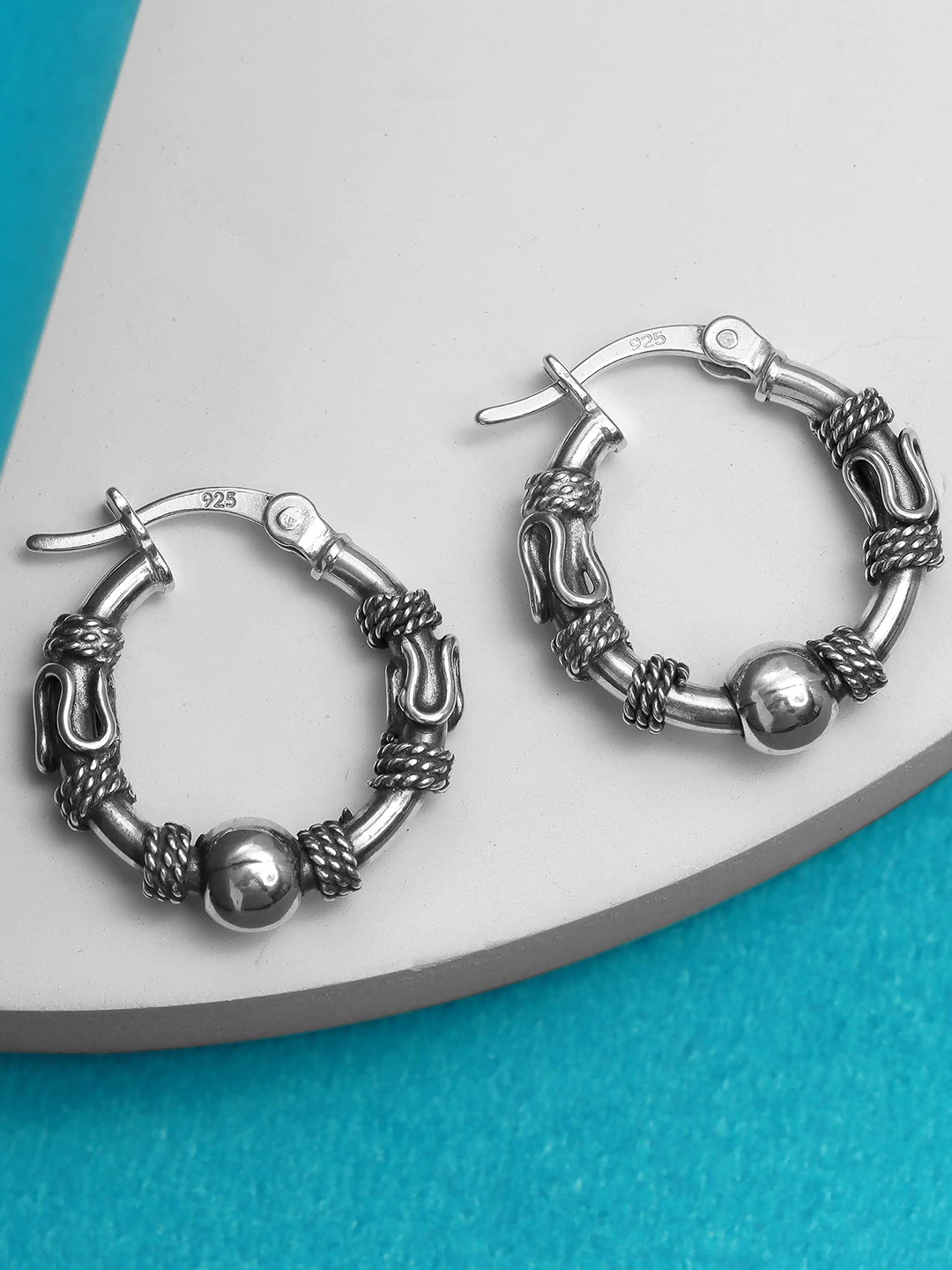 

LeCalla Silver Plated Sterling Silver Circular Hoop Earrings