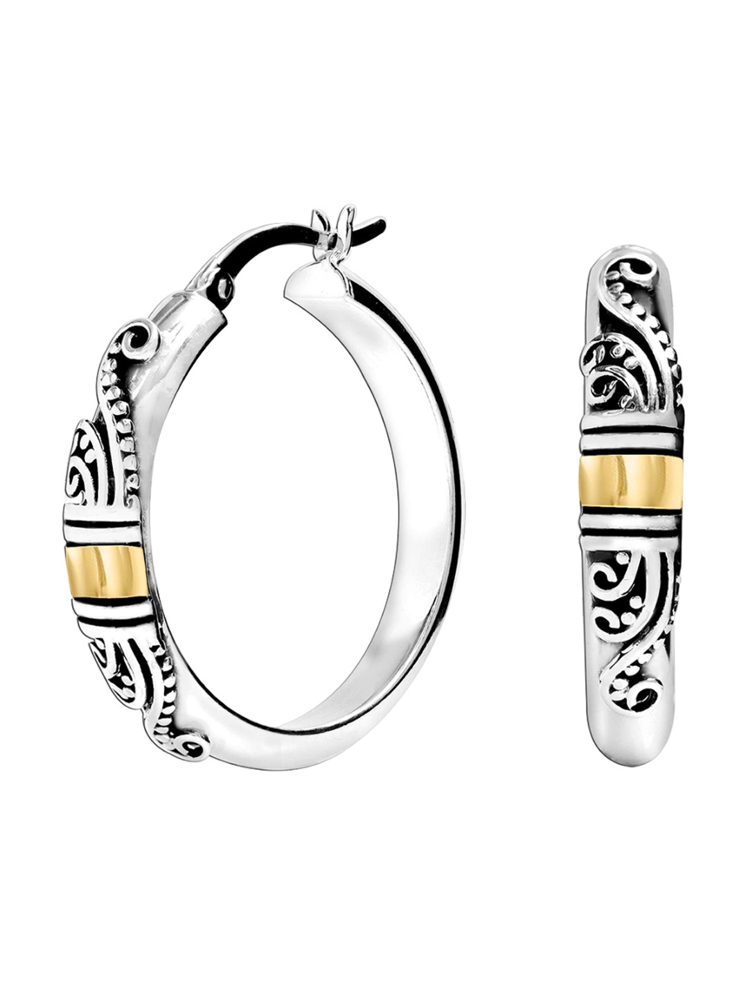 

LeCalla 925 Sterling Silver Contemporary Half Hoop Earrings