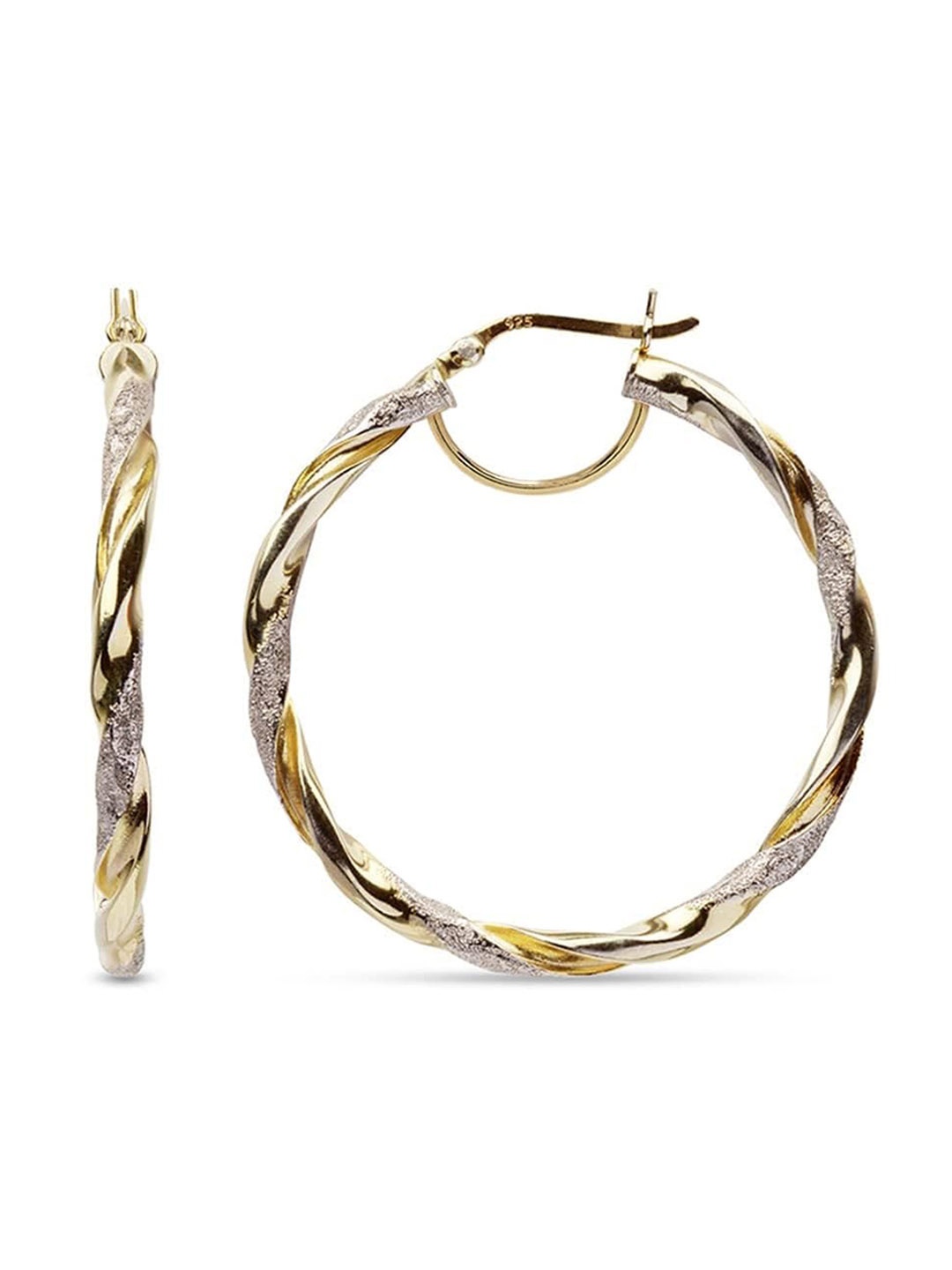 LeCalla Silver Plated Sterling Silver Circular Hoop Earrings, Gold