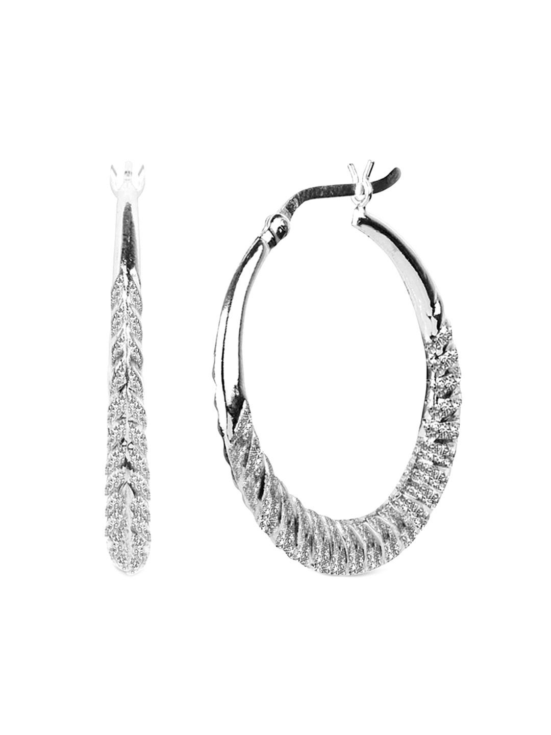 

LeCalla Silver Plated Sterling Silver Contemporary Hoop Earrings