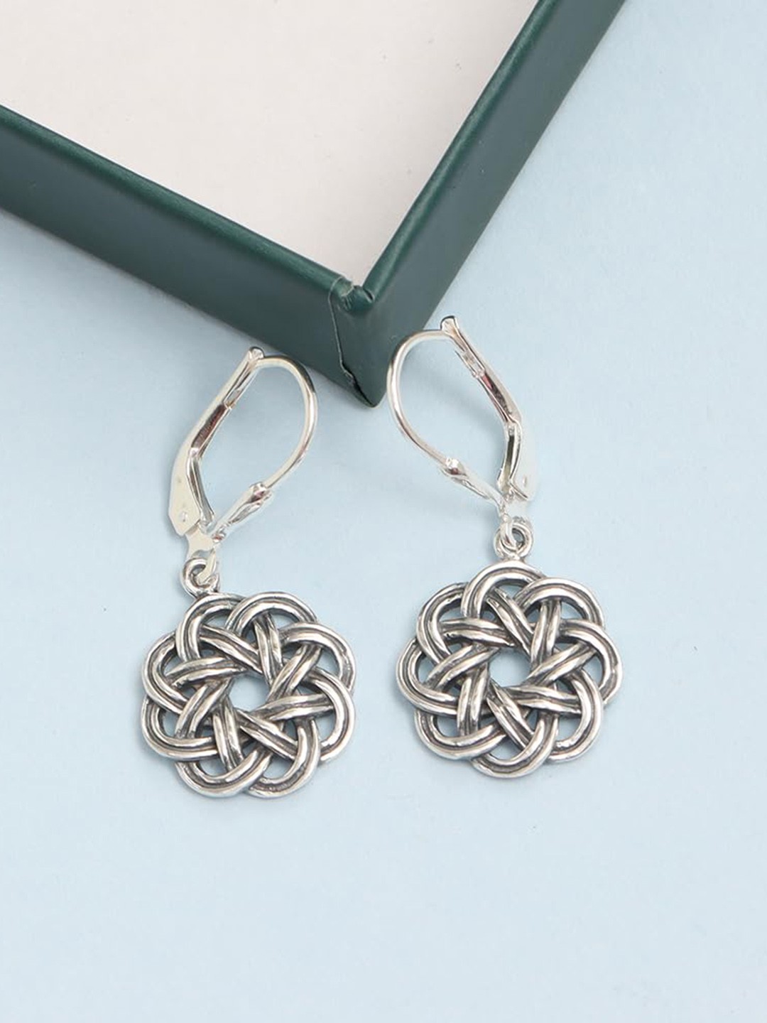 

LeCalla Silver Plated Sterling Silver Floral Hoop Earrings