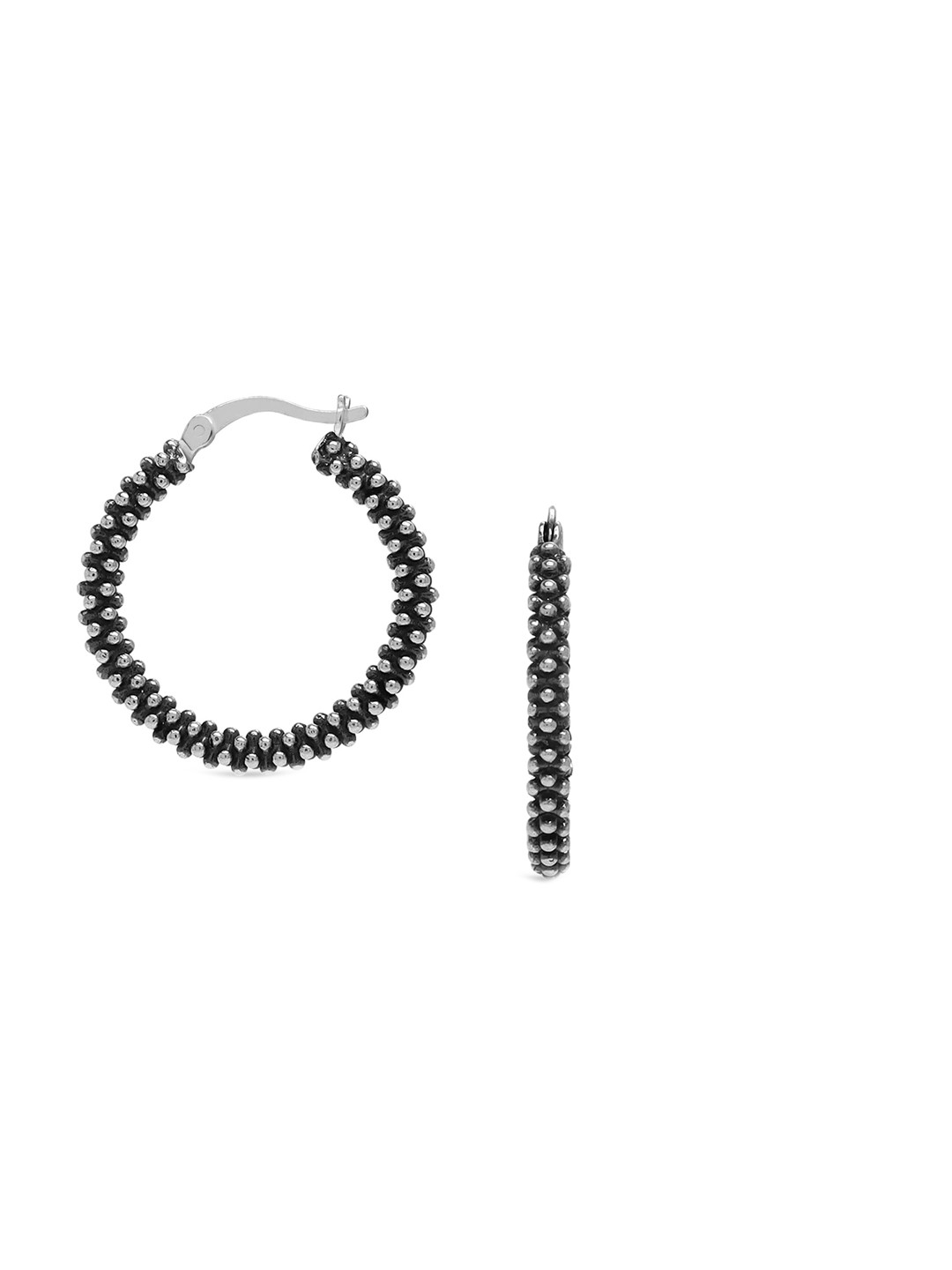 

LeCalla Silver Plated 925 Sterling Silver Contemporary Hoop Earrings, Grey melange
