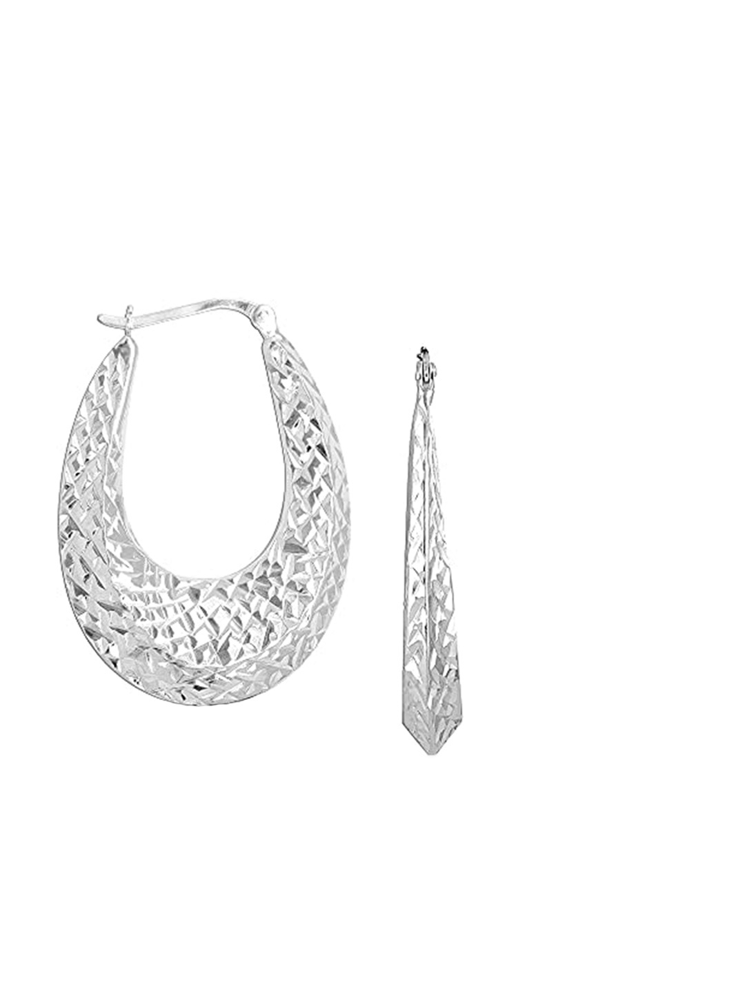

LeCalla 925 Sterling Silver Plated Contemporary Hoop Earrings