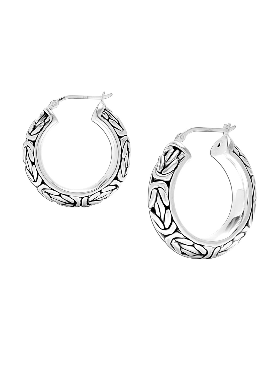 

LeCalla Silver Plated 925 Sterling Silver Circular Hoop Earrings, Grey melange