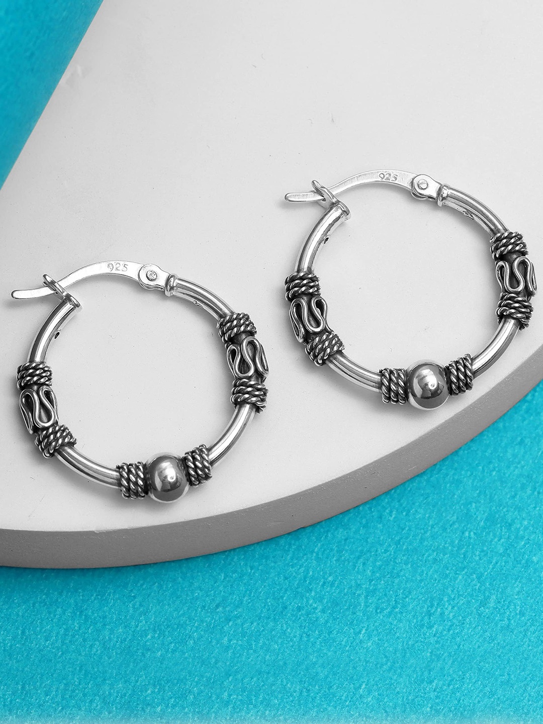 

LeCalla Silver Plated Sterling Silver Circular Hoop Earrings