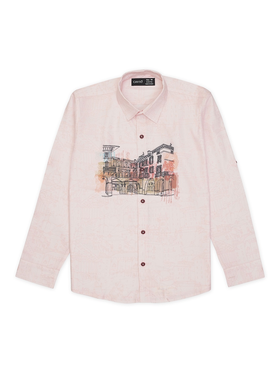 CAVIO Boys Printed Comfort Pure Cotton Casual Shirt, Pink