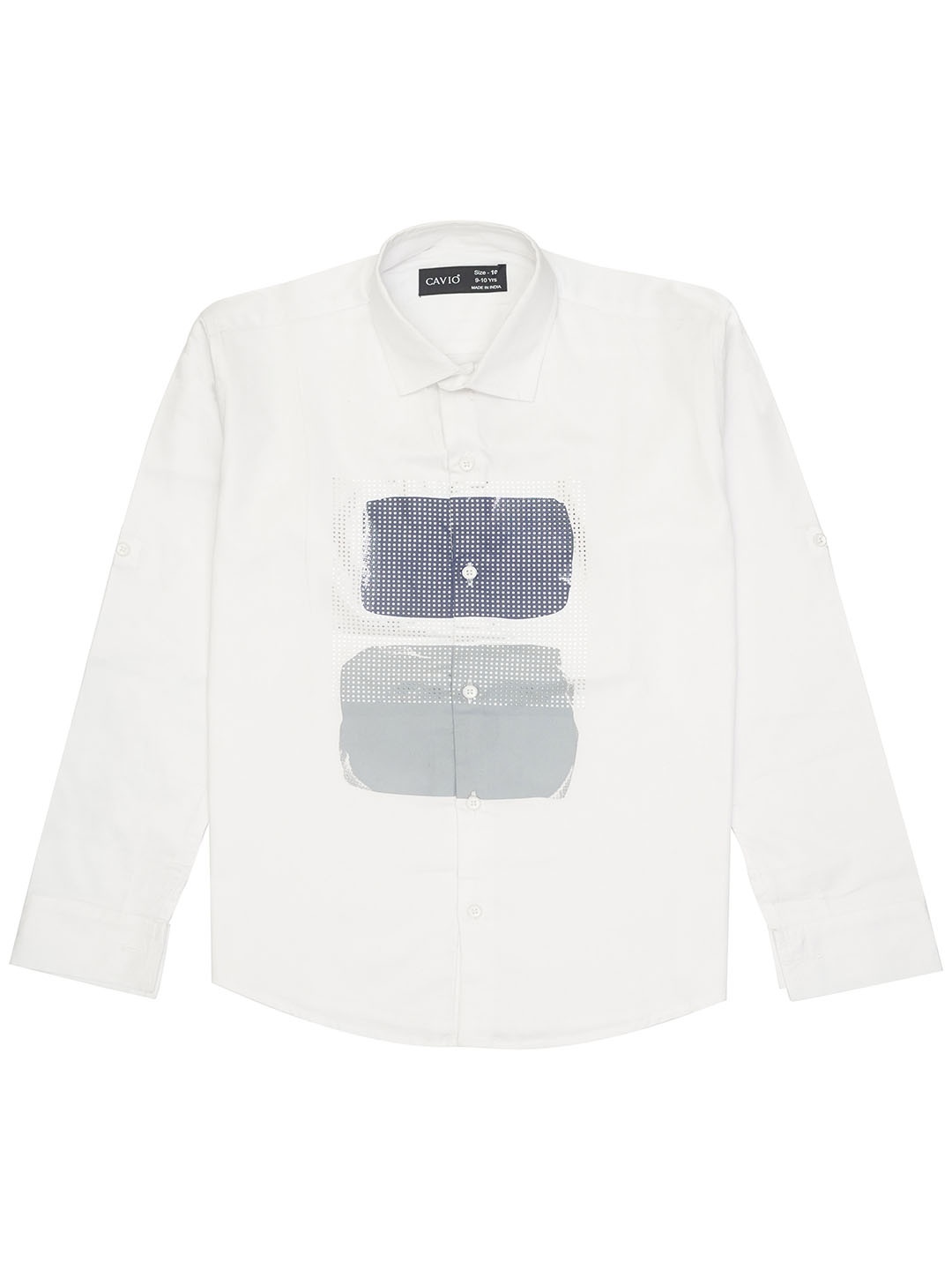 

CAVIO Boys Comfort Printed Pure Cotton Casual Shirt, White
