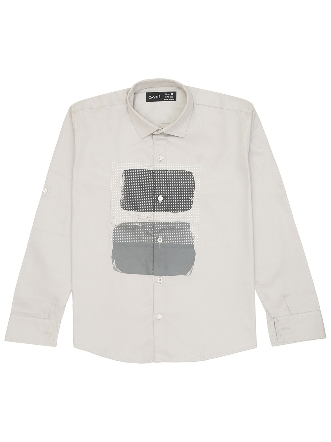 

CAVIO Boys Comfort Geometric Printed Pure Cotton Casual Shirt, Grey