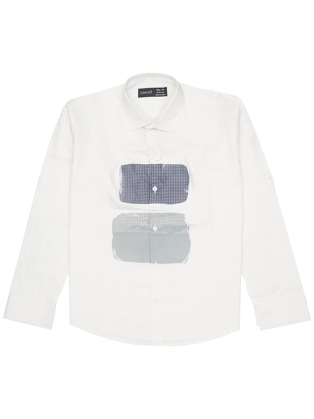 

CAVIO Boys Comfort Printed Pure Cotton Casual Shirt, White
