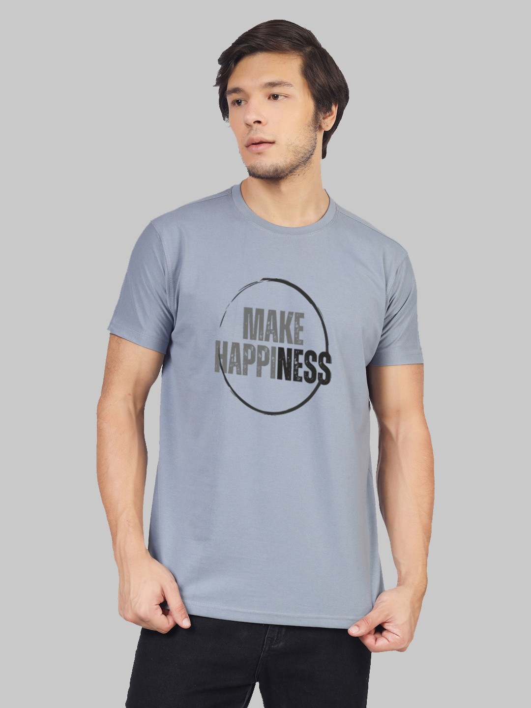 

Greylongg Typography Printed T-shirt, Grey