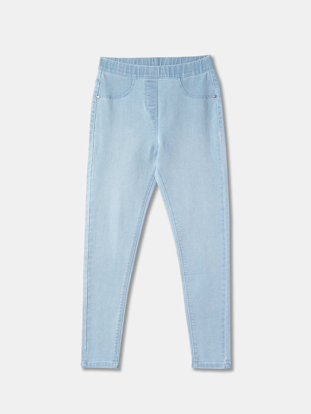

R&B Girls Mid-Rise Cotton Denim Jeggings, Blue