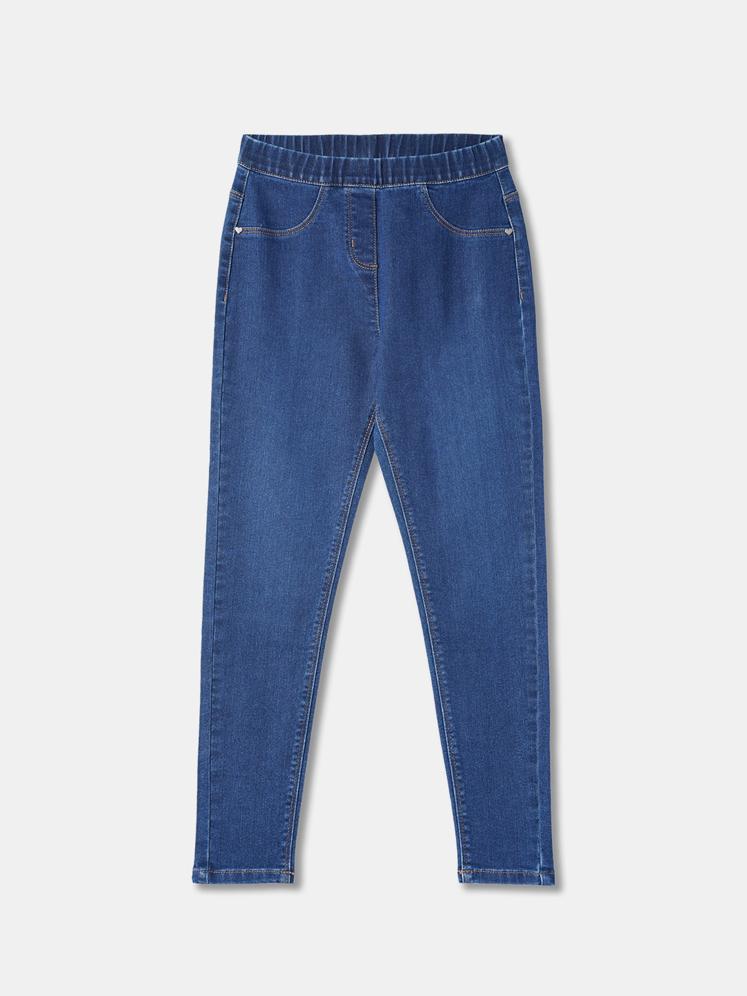 

R&B Girls Mid-Rise Cotton Denim Jeggings, Blue