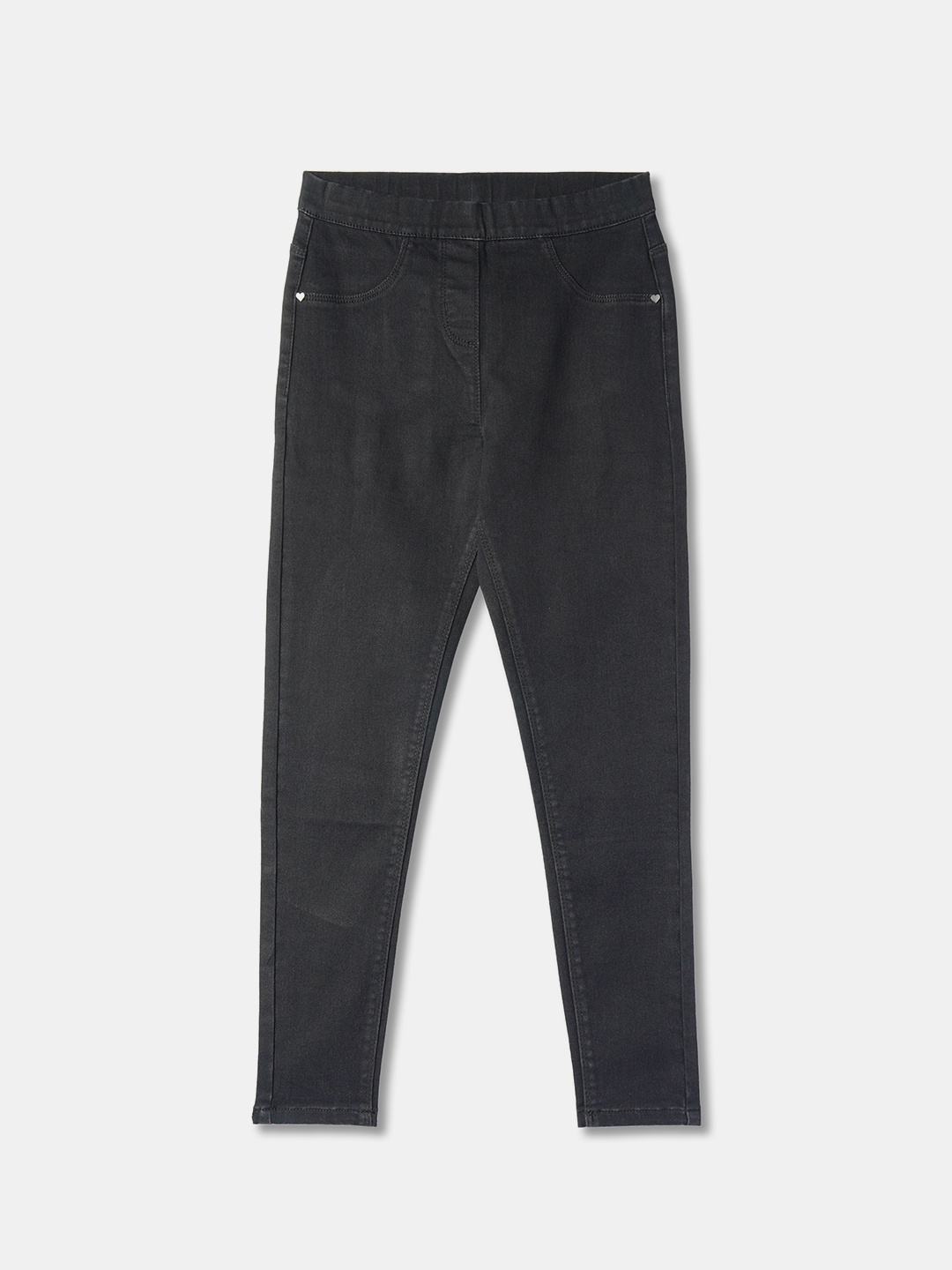 

R&B Girls Mid-Rise Cotton Denim Jeggings, Black