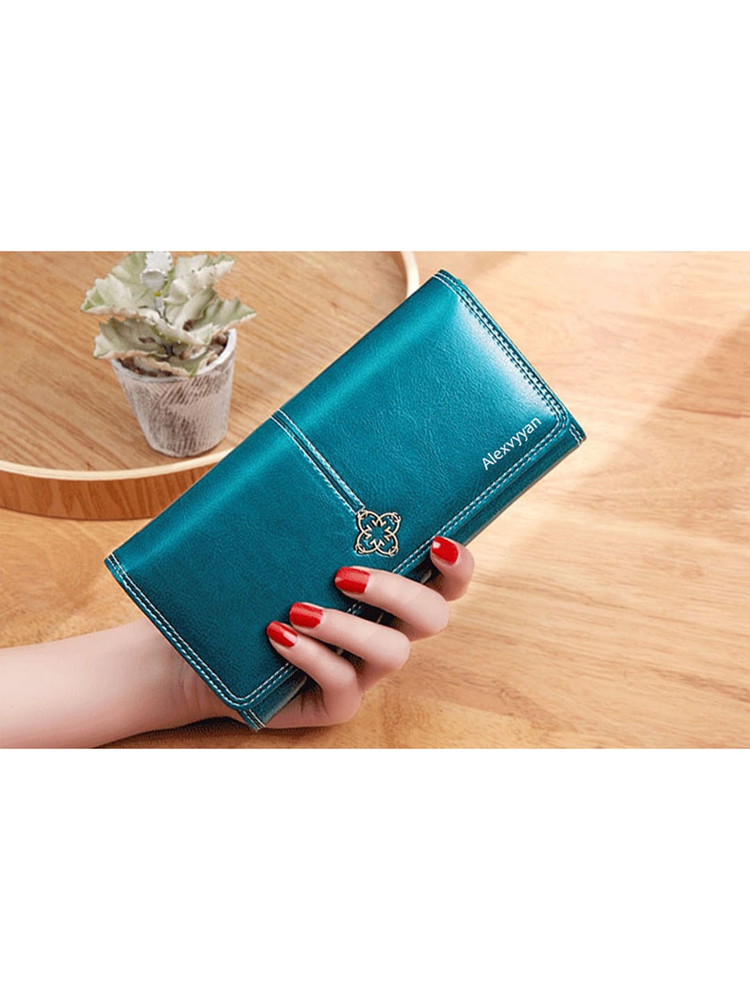 

Alexvyan Women RFID Two Fold Wallet, Blue