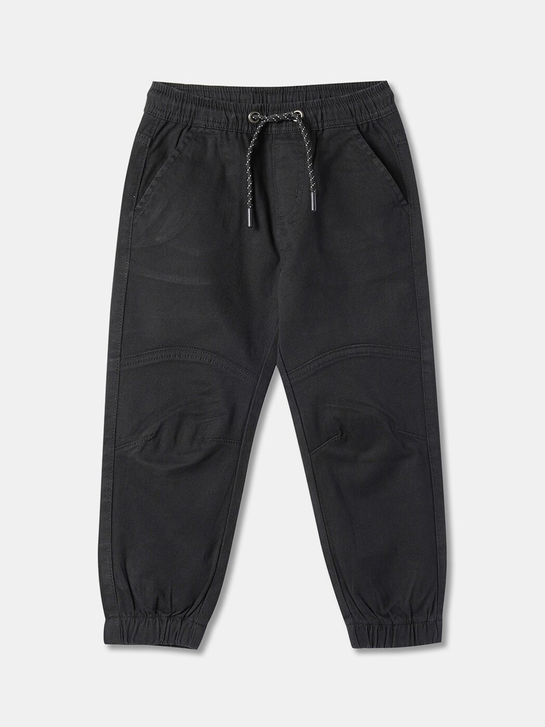 

R&B Boys Mid-Rise Cotton Joggers, Black