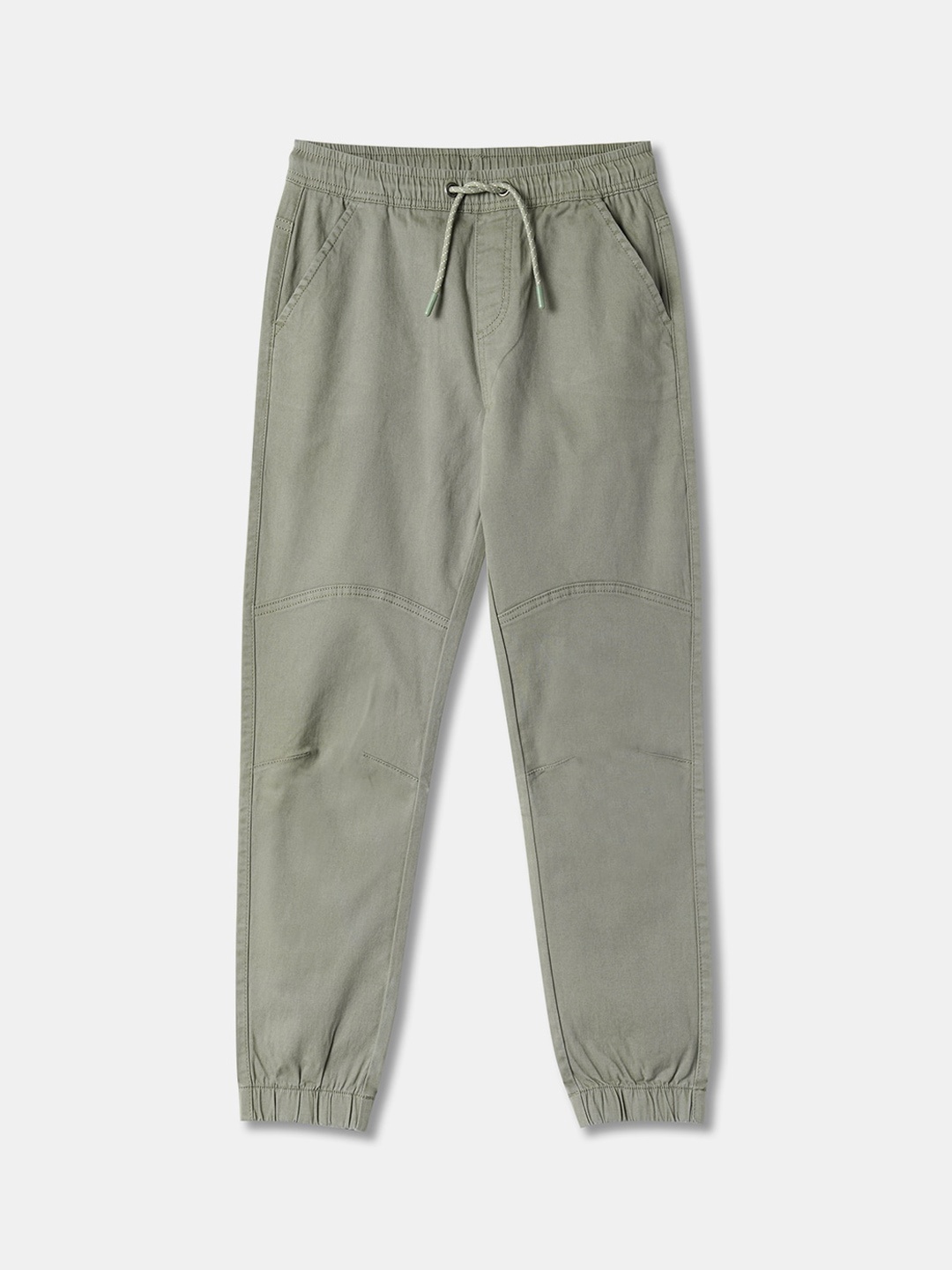 

R&B Boys Mid-Rise Cotton Joggers, Olive