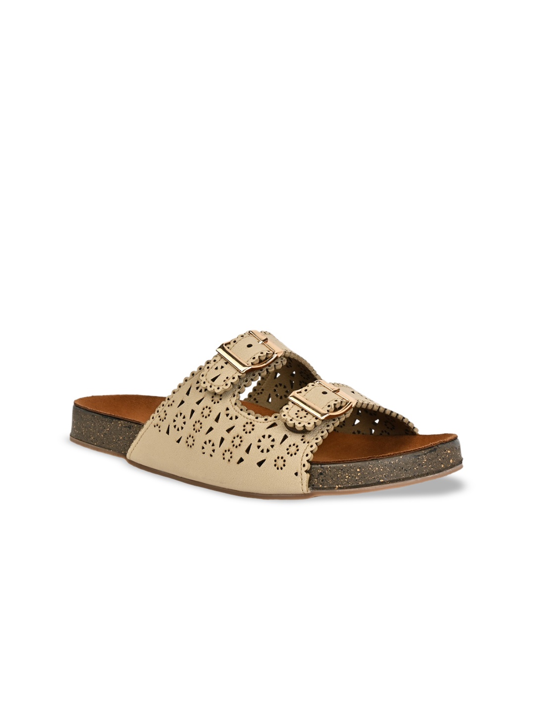 

Rocia Open Toe Flats & Laser Cut, Beige