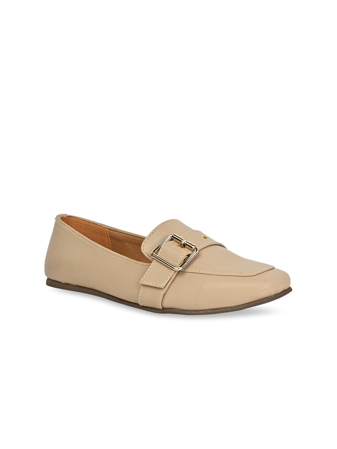 

Rocia Square Toe Buckles Detail Ballerinas, Beige