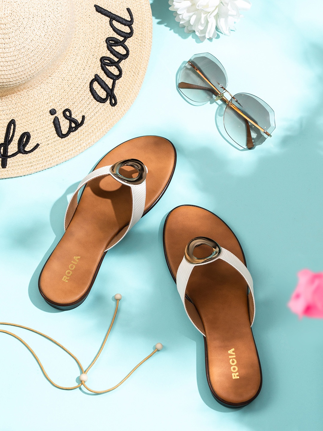

Rocia Embellished Open Toe Flats, Beige