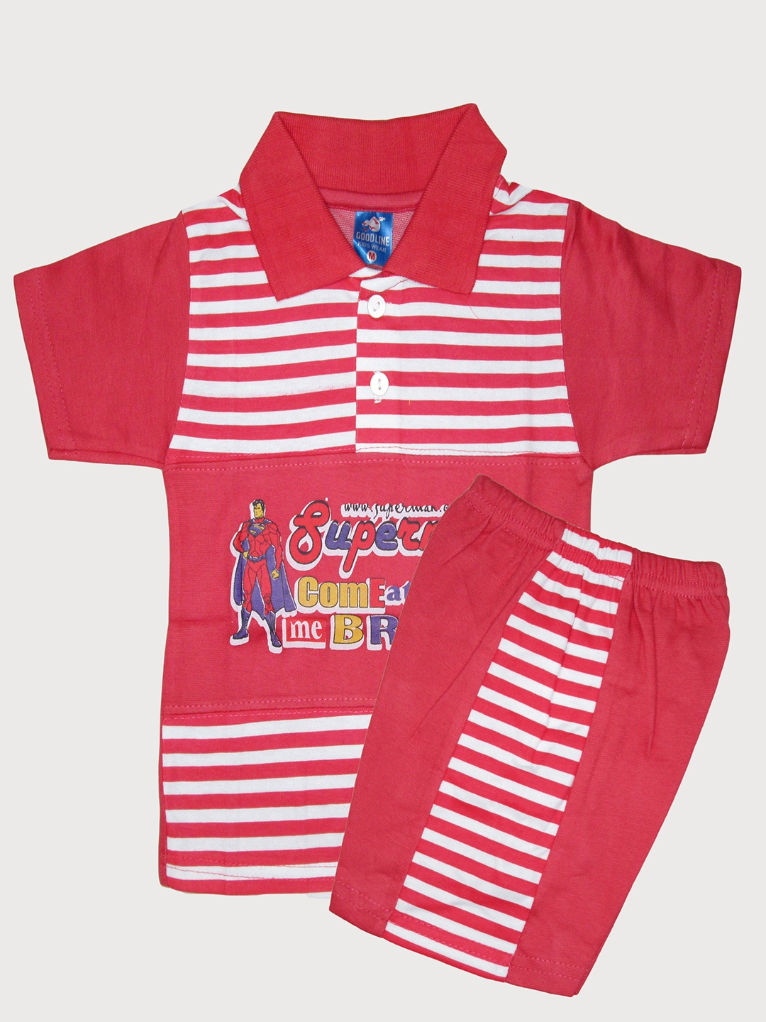 

Peerless Wear Boys Superman Printed Pure Cotton Shirt with Shorts, Red