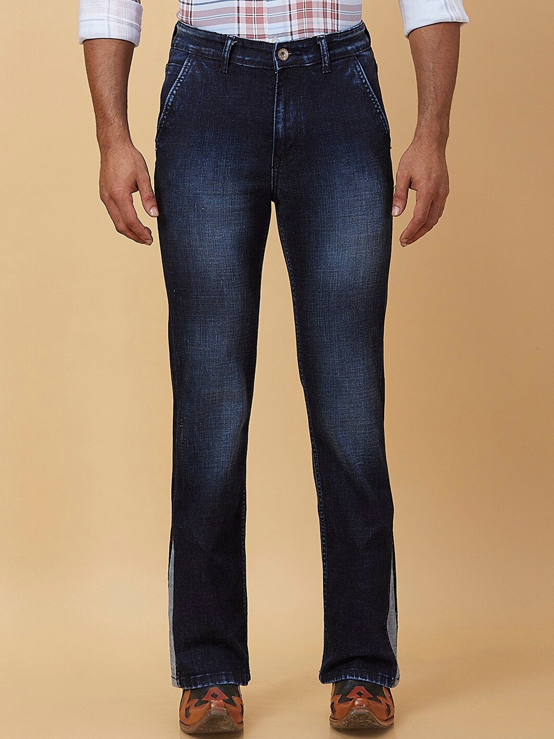 

mode de base Men Bootcut Heavy Fade Cotton Stretchable Jeans, Navy blue