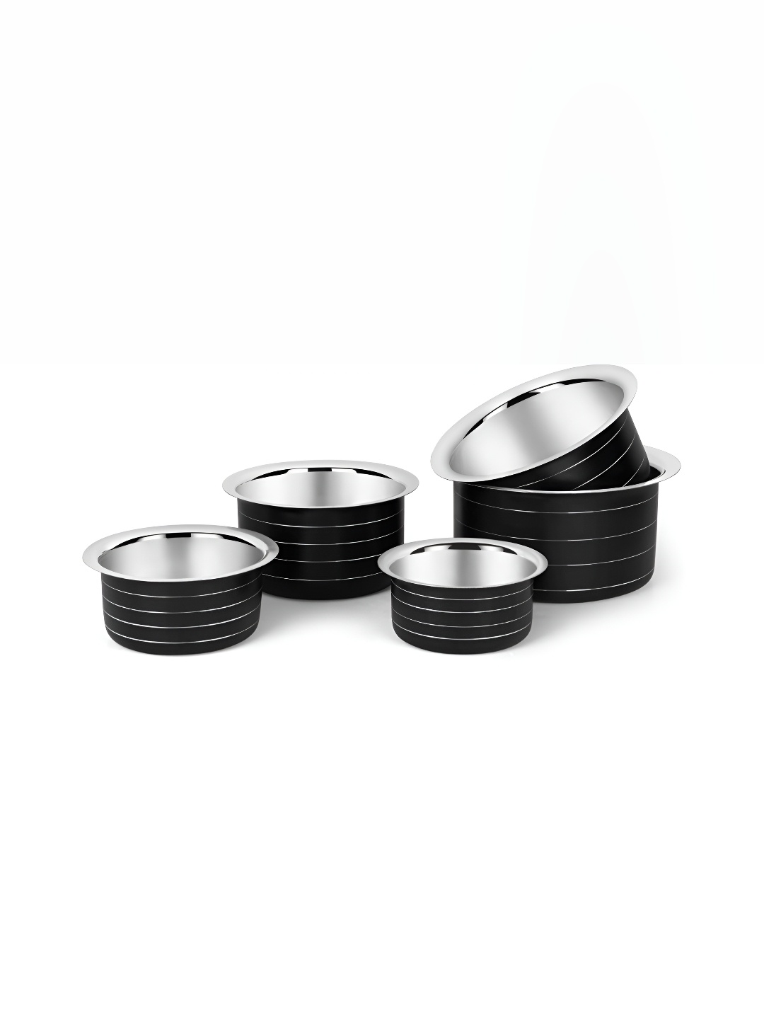 

Redific Black 5 Pieces Stainless Steel Dishwasher and Microwave Safe Tope Set