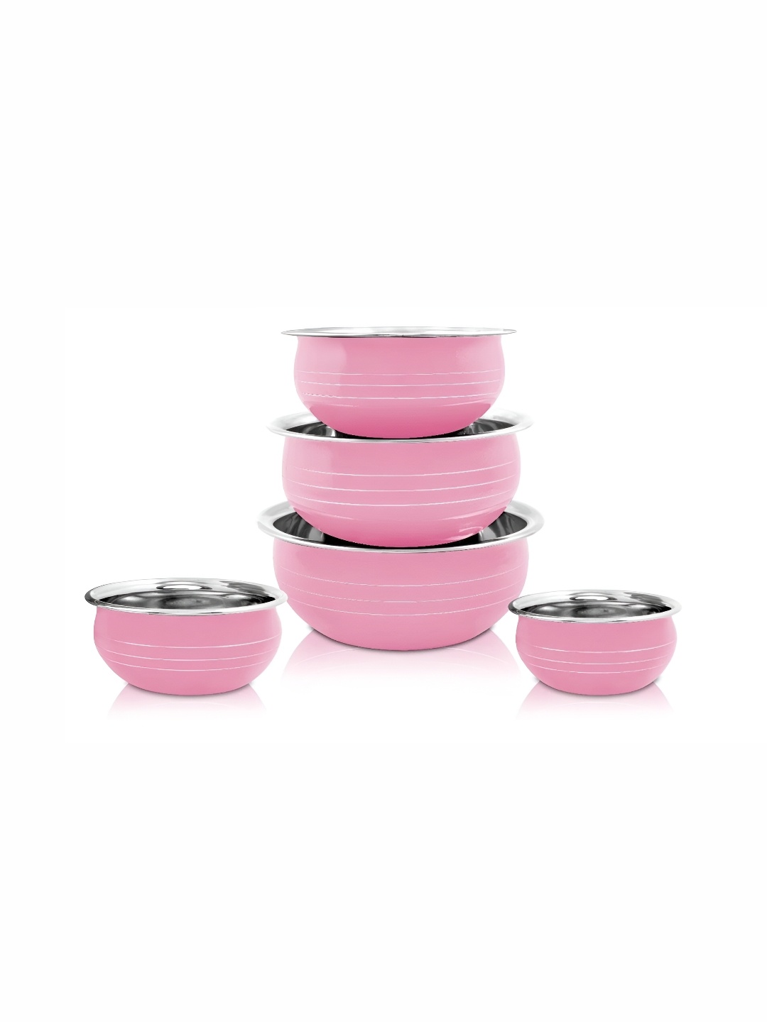 

Redific Pink 5 Pieces Stainless Steel Dishwasher Cooking Handi Set