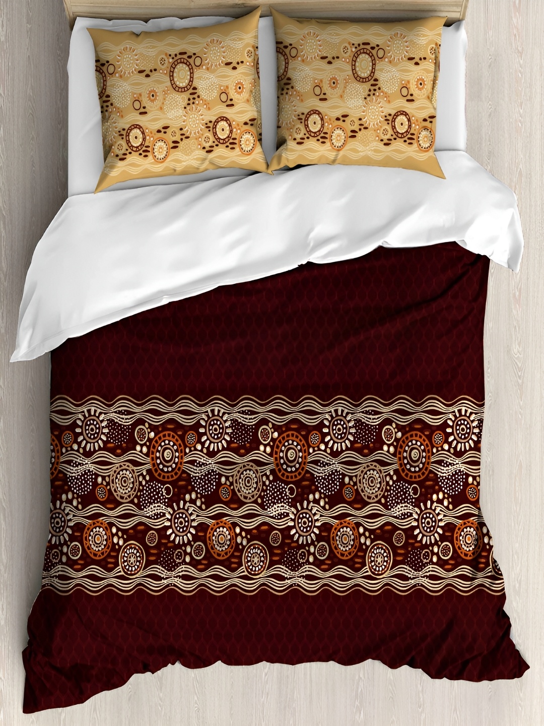 

borato Maroon & Brown Floral 180 TC Cotton King Bedsheet with 2 Pillow Covers