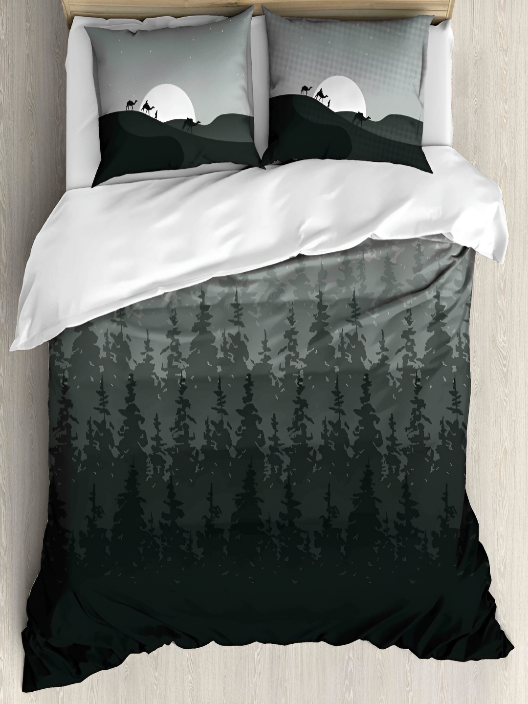 

borato Grey & Black Floral Cotton180 TC King Bedsheet with 2 Pillow Covers