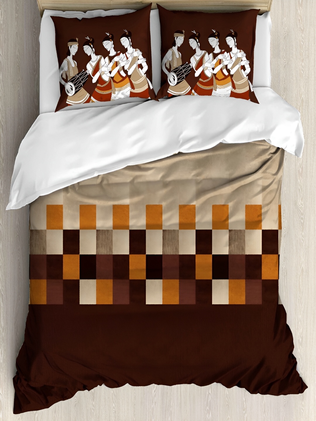

borato Maroon & Beige Printed Cotton 180 TC King Bedsheet With 2 Pillow Covers