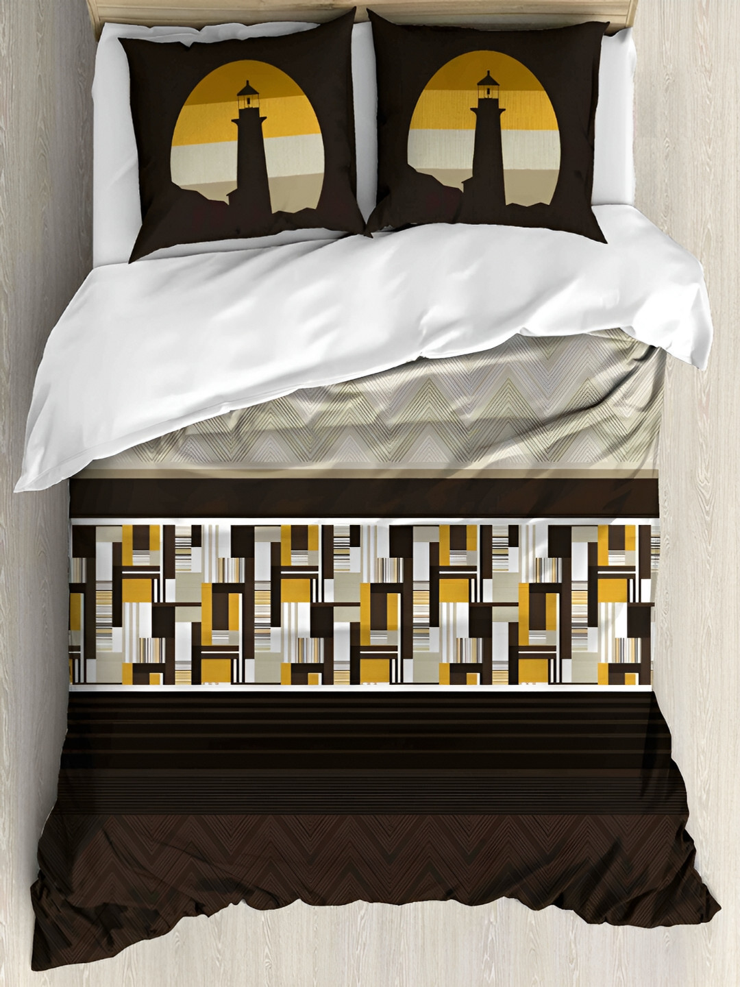 

borato Brown & White Printed Cotton 180 TC King Bedsheet With 2 Pillow Covers
