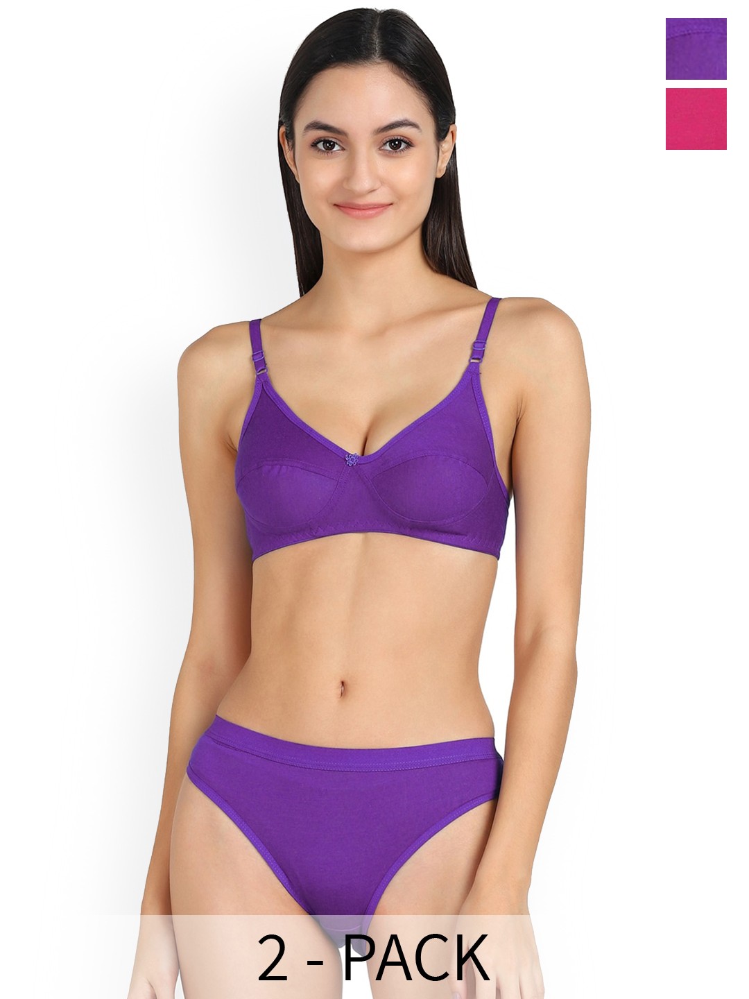 

PIBU Pack Of 2 Mid-Rise Cotton Lingerie Set PI_Ruchi &et2, Purple