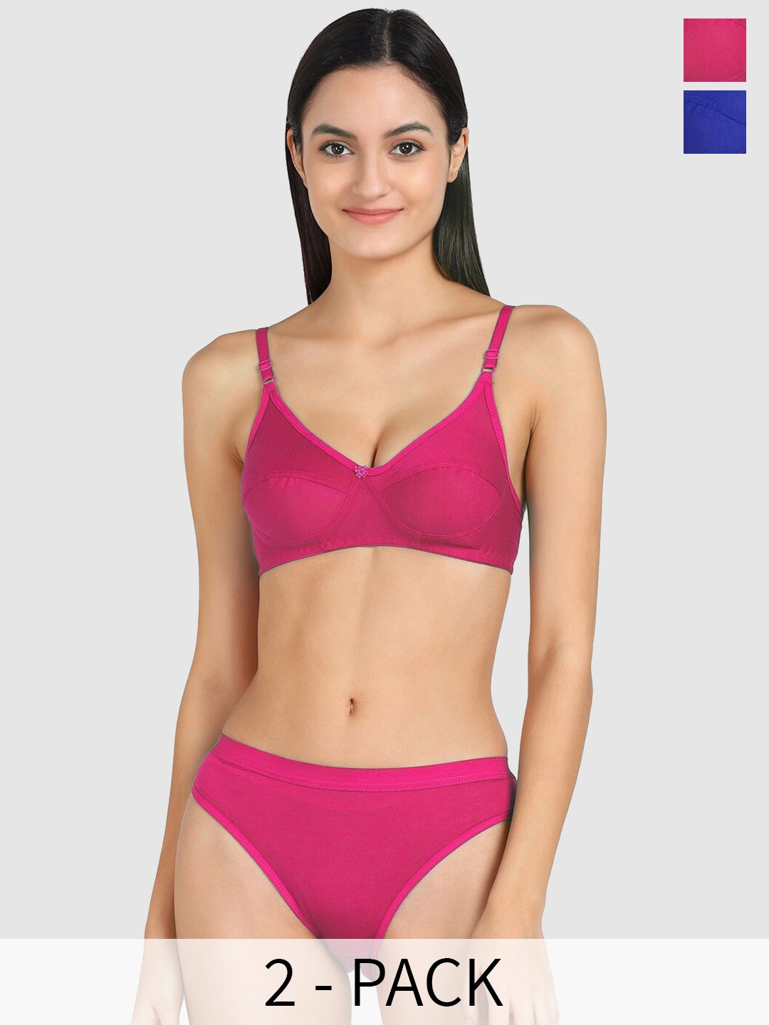 

PIBU Pack Of 2 Mid-Rise Cotton Lingerie Set PI_Ruchi &et2, Blue