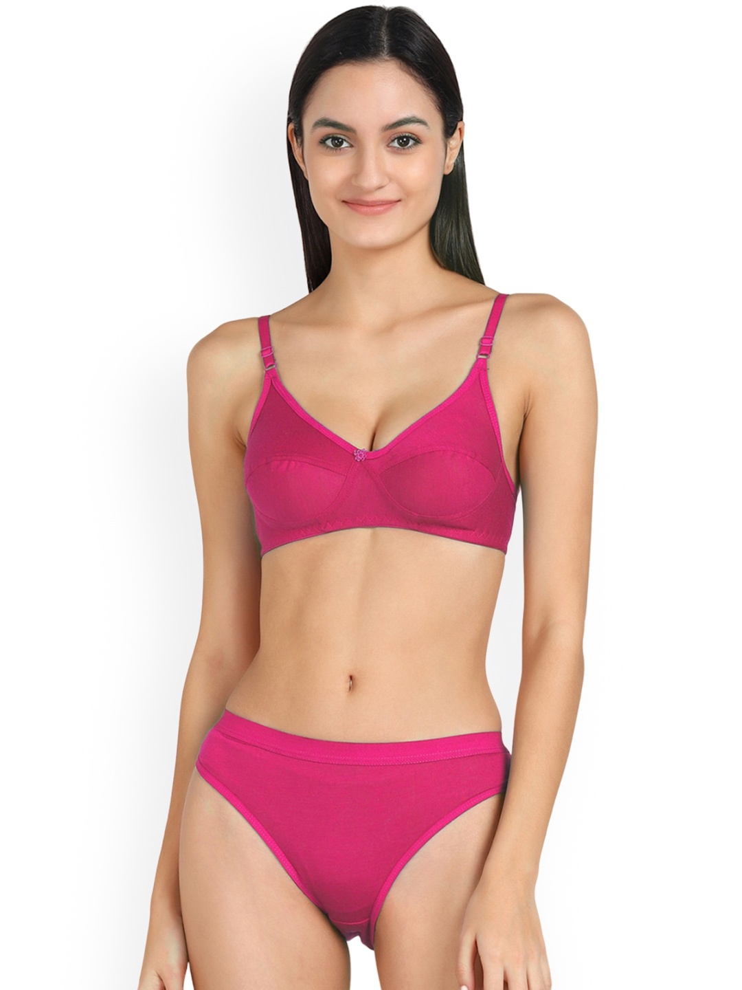 PIBU Mid-Rise Cotton Lingerie Set, Pink