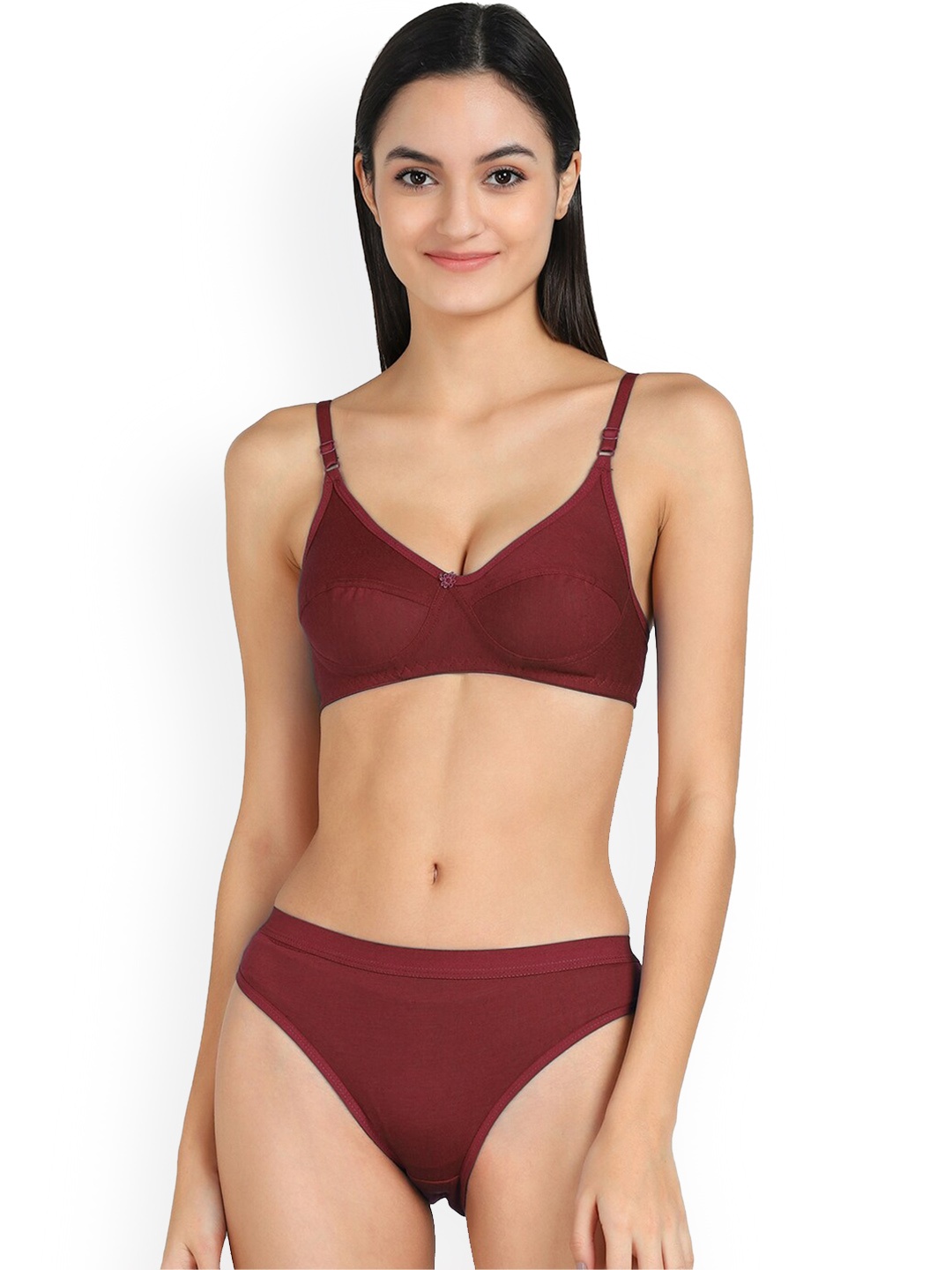 

PIBU Mid-Rise Cotton Lingerie Set PI_Ruchi &et1, Maroon