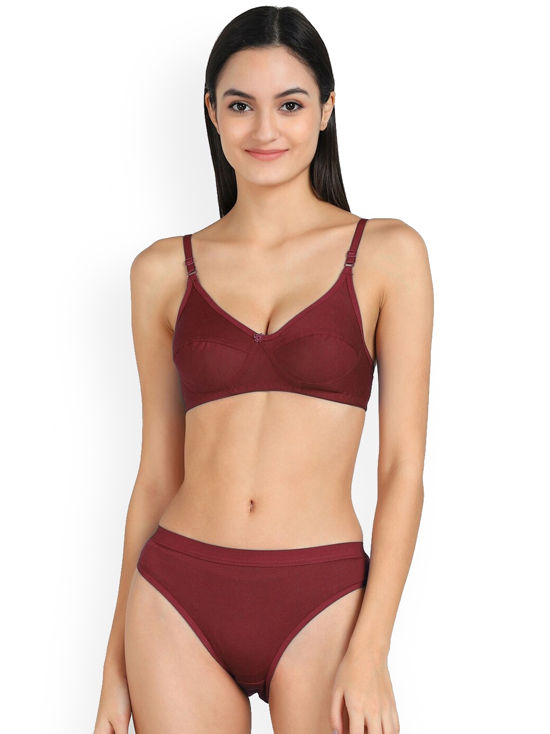 

PIBU Mid-Rise Cotton Lingerie Set PI_RuCi Set1, Maroon