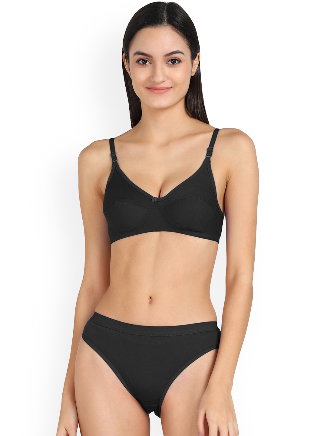 

Aamarsh Mid-Rise Cotton Lingerie Set, Black