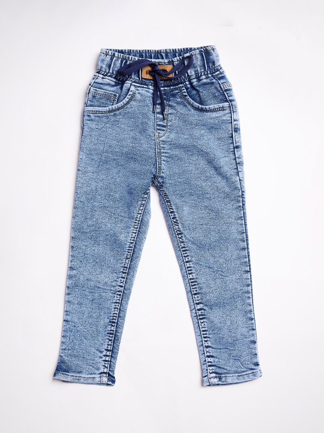 

A-Okay Boys High-Rise Light Shade Heavy Fade Clean Look Stretchable Jeans, Blue