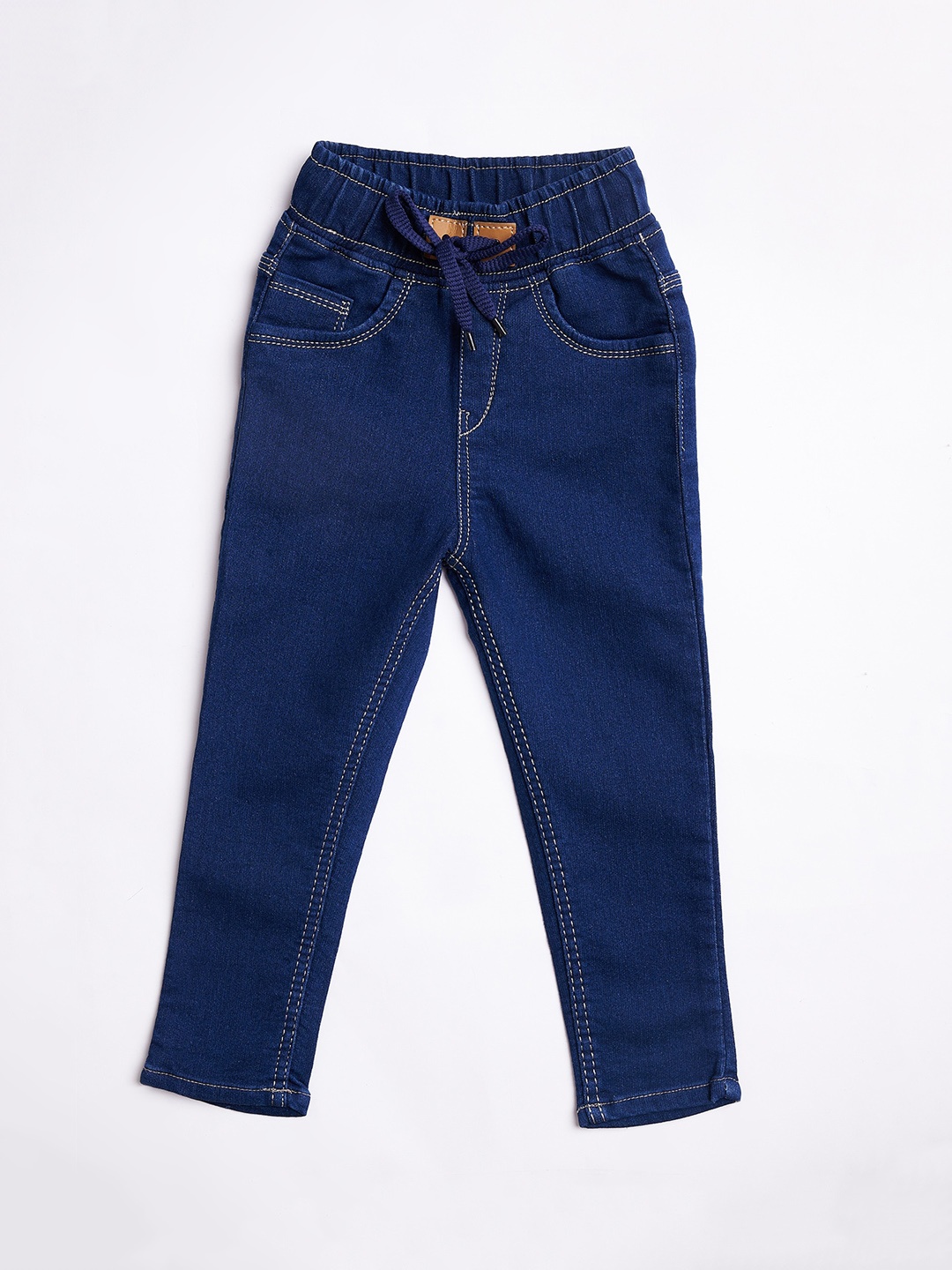 A-Okay Boys High-Rise Dark Shade Clean Look Stretchable Jeans, Navy blue
