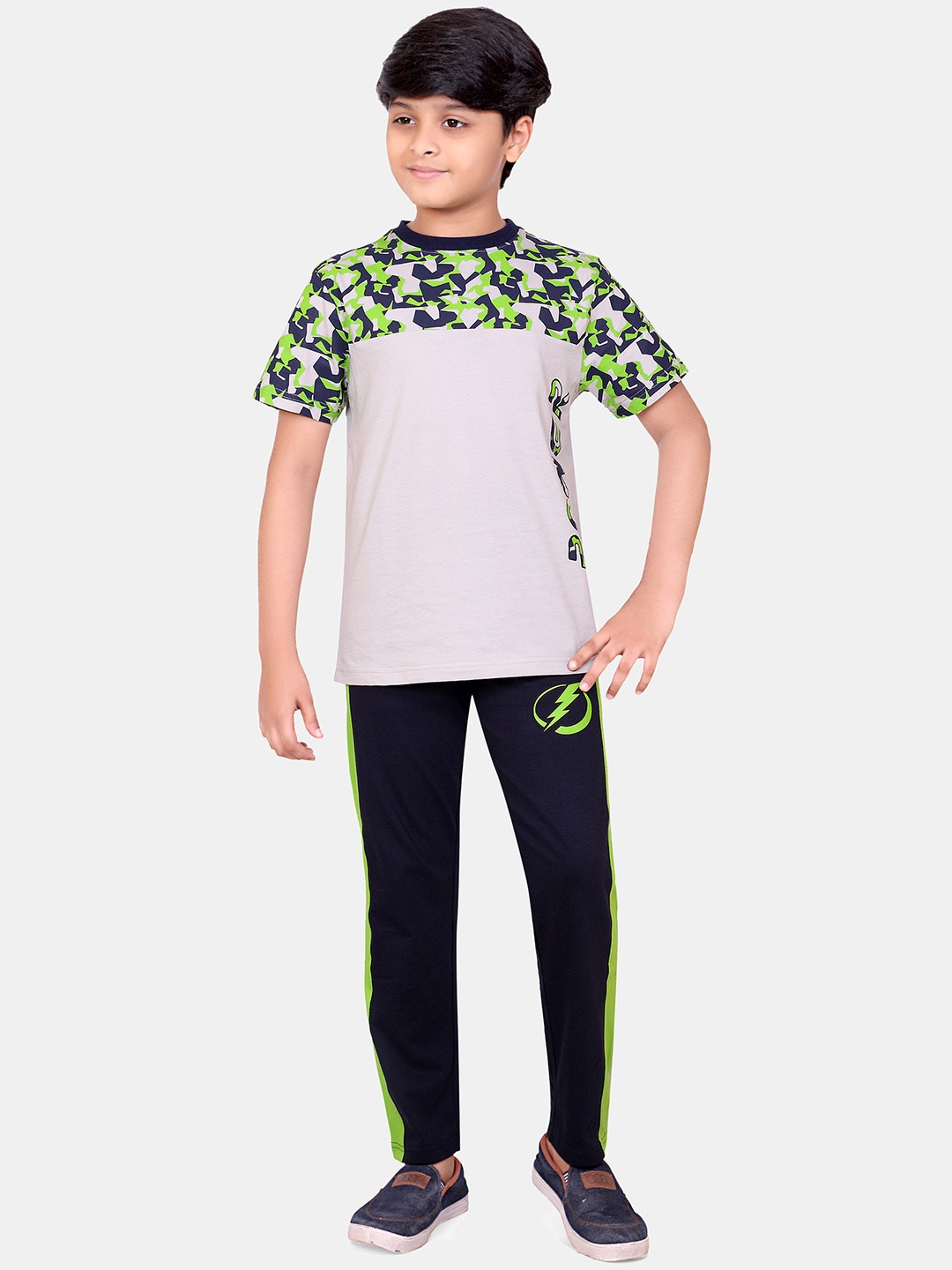 

BAESD Boys Printed Pure Cotton T-shirt with Trousers, Black