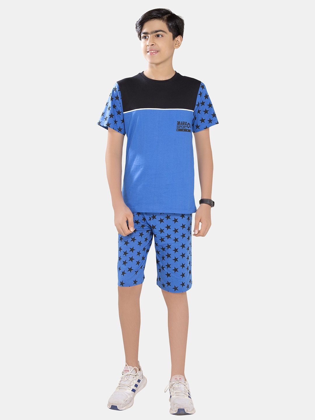 

BAESD Boys Printed Pure Cotton T-shirt with Shorts, Blue